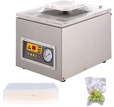 Chamber Vacuum Sealer 260W Vacuum Sealer Machine Automatic Vacuum Packing Sealing Sealer Machine 1-5s Fast Sealing for Home or Commercial Use (B)