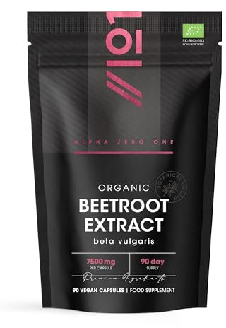 Organic Beetroot Extract Capsules 7500mg - High Strength Beetroot Supplement - 90 Vegan Capsules (3 Months Supply) Resealable and Recyclable Pouch by Alpha01