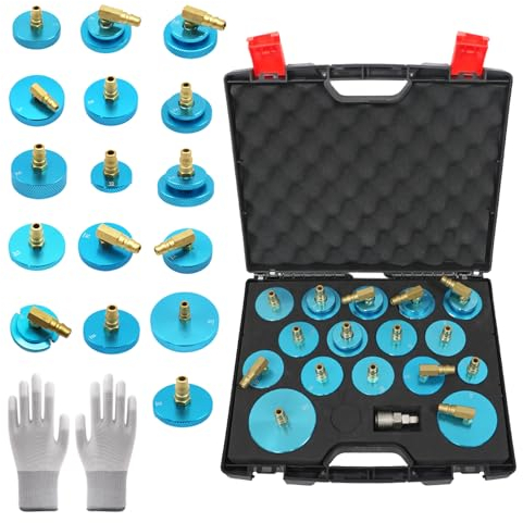 Aisny 17-TLG Bremsenentlüftungsgerät Adapter Set, Hauptbremszylinder-Entlüftungs-Werkzeugsatz für Bremsenentlüfter Adapter KFZ Bremsflüssigkeitswechselgerät für die meisten Fahrzeugmodelle