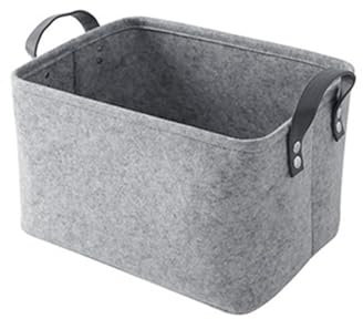 Cesto Portaoggetti in Feltro, Scatola Portaoggetti Grigio Chiaro, Contenitore Pieghevole, Cesto Portaoggetti in Feltro con Manici per Vestiti, Giocattoli, Articoli da Toilette e Altri Oggetti