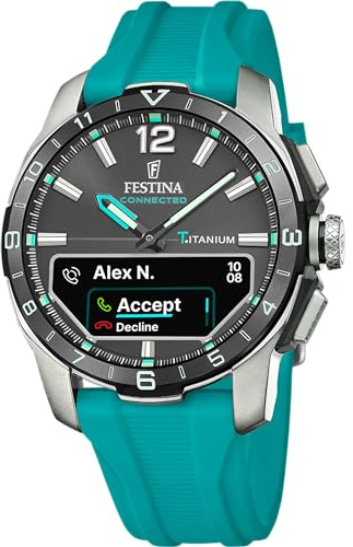 Festina Montre Connectée Hybride Homme - Bracelet Caoutchouc Bleu - Suivi Activité, Musique, Notifications - Autonomie 10 Jours - F23000/5 Connected D