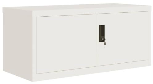 Aktenschrank, Büroschrank abschließbar mit 2 Türen, Allzweckschrank Mehrzweckschrank aus Stahl für Home-Office, Weiß 90x40x40cm