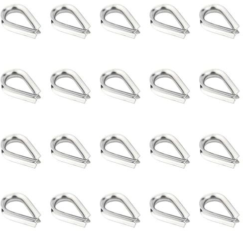 20 ditali M3 per cavi, in acciaio inox, ditali a forma di cuore per capicorda per funi metalliche