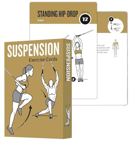 ELAORY Tarjetas de entrenamiento en suspensión, mazo de 62 tarjetas de ejercicios de tamaño grande 12,7 cm x 8,9 cm, tarjetas de fitness para mujeres y hombres, guía de fitness para principiantes para
