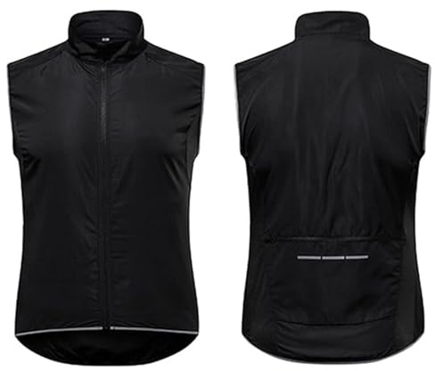 MYYLY Gilet Ciclismo 2024 Giacca Ciclismo Senza Maniche Leggera e Traspirante Uomo Gilet Antivento per Corsa,MTB,Escursionismo,Equitazione-Top Bicicletta Resistente all'Acqua,Black-4XL