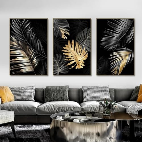 Abstrakte Gemälde, Wandkunst, Blattgold, Leinwand, Poster und Drucke, dekorative Bilder für Wohnzimmer, nordische Wohnkultur, 20 x 50 x 3 cm, rahmenlos