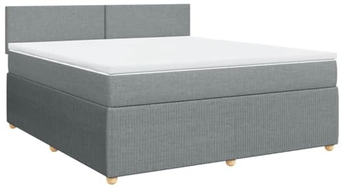 vidaXL Boxspringbett mit Matratze Hellgrau 180x200 cm Stoff