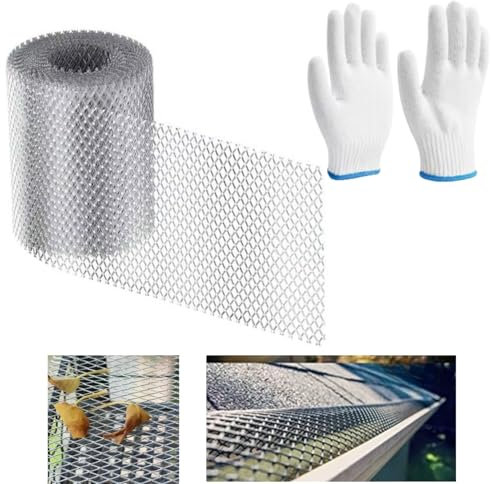 Rete di protezione per grondaie, 15 cm x 6 m, in alluminio, resistente, per grondaie, foglie, per tagliare foglie e grondaie fai da te (15 cm x 600 cm)