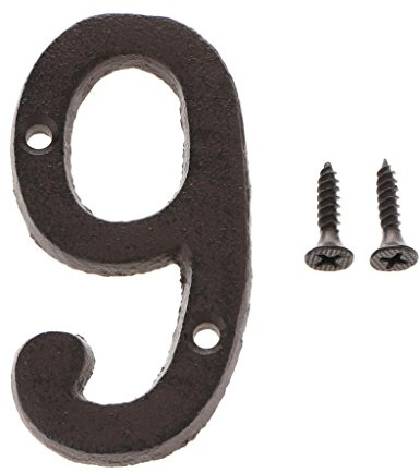 Plaque de numéro de porte de maison antique en fer forgé à faire soi-même - Lettre numéro 9