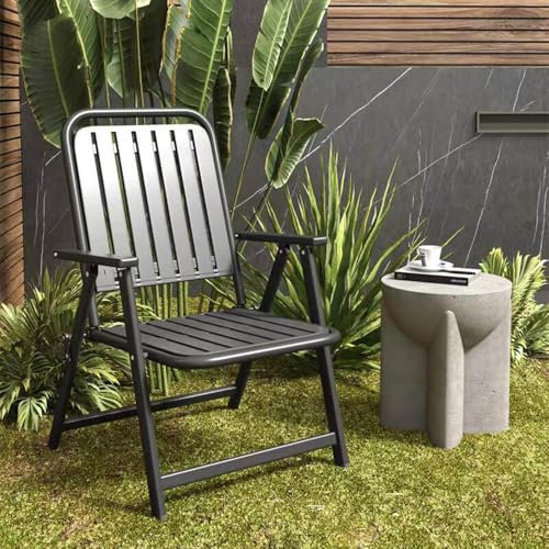 Metall-Bistro-Stühle-Set, für den Außenbereich, Terrasse, Allwetter, faltbar, Esszimmerstühle für Garten, Hinterhof, stapelbare Eisenstühle mit Rückenlehne und niedrigem Hocker
