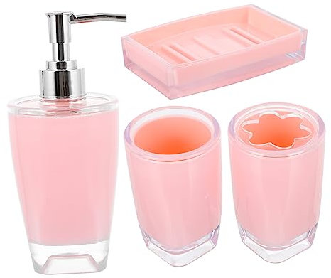 BUGUUYO 1satz Teiliges Badezimmer Zubehör Set Inklusive Seifenspender Zahnputzbecher Seifenschale Und Lotionflasche Für Familien Und Hotels Elegantem Robust Und Pflegeleicht
