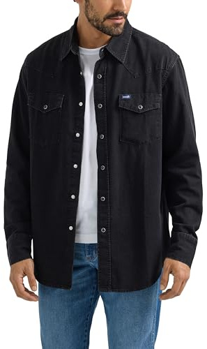 Wrangler herr denim kollektion snap-skjorta herr denim kollektion snap-skjorta, Svart denim, XL