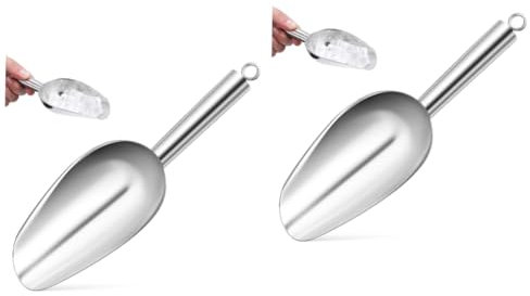Cabilock 2 Piezas Pala De Hielo De Acero Inoxidable Ayuda Frijoles Cucharada De Hielo Gubia Cuchara De Hielo De Oro Bloquear Tarro De Golosinas Para Perros Pequeña Cuchara De Hielo