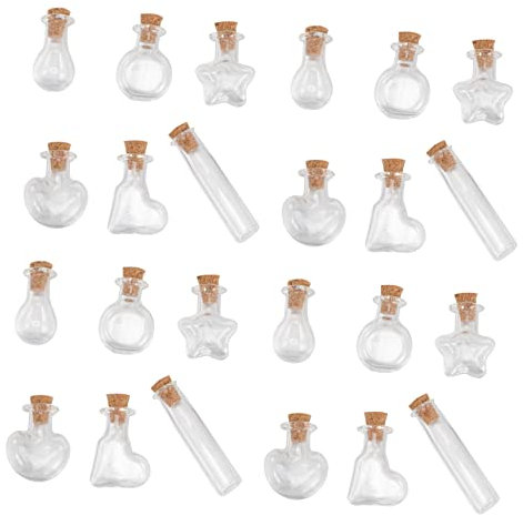 GETAJGHSD 60pcs Cork Glass Bottle Diy Glass Bottles Wish Jars Round Storage Jars Decorative for Craft Party