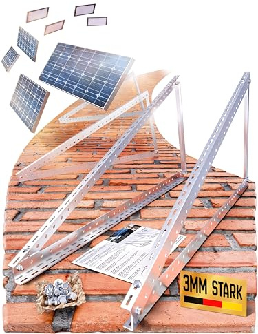 4x Balkonkraftwerk Halterung. 118cm. 0% MwSt. 3mm Aluprofil. Solarmodul Halterung für 2x Module. Flachdach. Wand etc. Edelstahlschrauben. Befestigung Solarmodul PV-Module - Lichtblicker