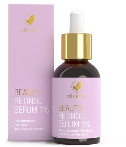 VITACTIV BEAUTY RETINOL SERUM 1% - Vitamin A Haut & Sehkraft - Hochdosiert | Weizenkeimöl-Extrakt, Grüntee-Extrakt, Hyaluron. Vitamin A: normale Sehkraft. Vitamin E: Zellschutz