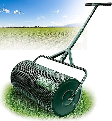 QLSABIA Spandiconcime per Compost Spandiconcime per Torba, 27 Pollici Spandiconcime per Prato e Giardino, con Manico Lungo Regolabile, Rullo per Prato Resistente, per piantare, seminare, Verde