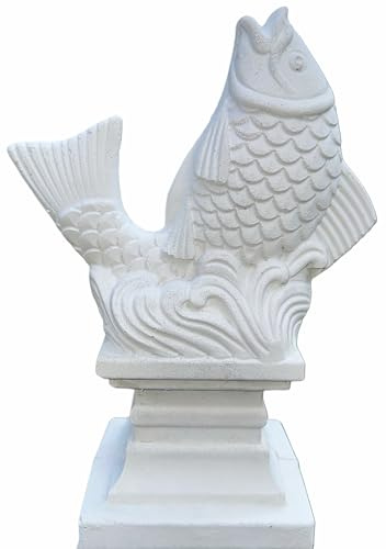 PP Pink Peachy Steinfigur Steinguss Beton Gartenfigur Fisch Koi Karpfen Soragoi frostfest Weiss