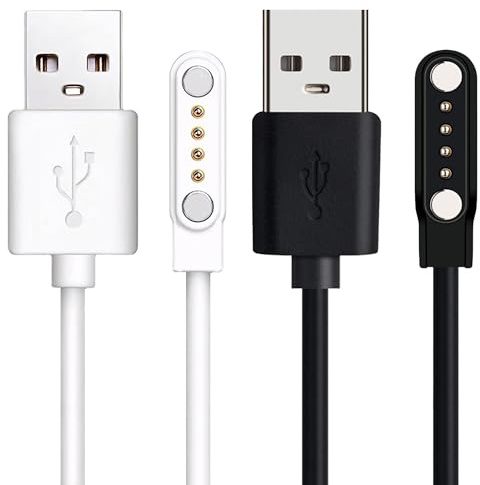 Lamshaw Cargador Magnético USB 3.3 Pies para Guudsoud X7 Auriculares - Cable de Recarga por Inducción con Reloj Magnético, Compatible con Modelos Guudsoud ﻿ (Negro+Blanco)