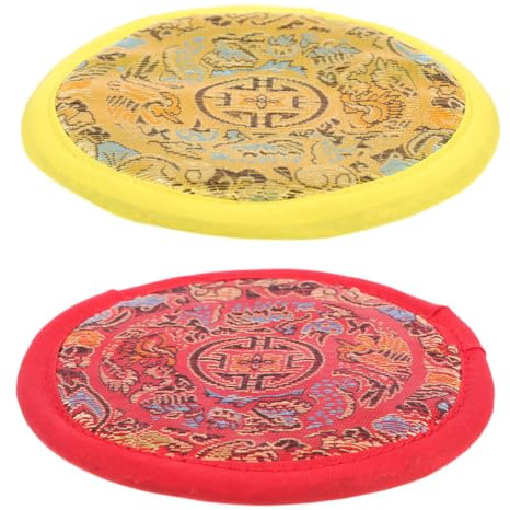 Kisangel 2stücke Buddha Klangschalenkissen Aus Nepal Handarbeit Stoffschalenkissen Mit Schalenmatte Für Buddhistisches Zubehör Klangschalenkissen