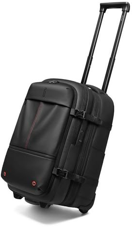 CELIMS - Sac à Dos de Voyage Sous Vide avec Roues et Trolley | Format Valise Cabine 55x35x25 | Extensible | Imperméable | Serrure TSA | Sac Voyage Ordinateur Portable 17 Pouces 17 Pouces | Noir