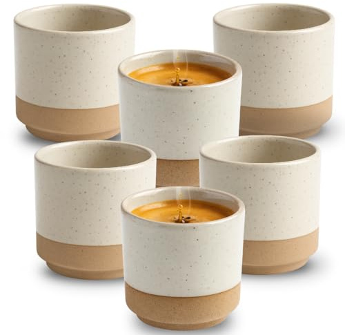Maxito Espressotassen aus Steingut braun mit 100 ml im 6er Set für Kaffeeliebhaber - Espresso & Kaffeetassen - Geschenke für Männer