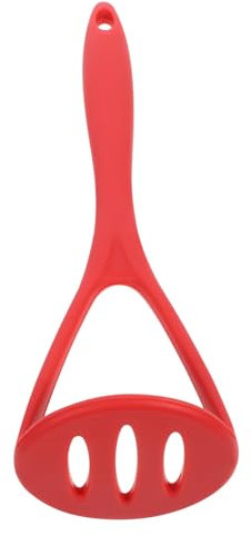 KOCKSHION Silicone Potato Ricer and Stainless Steel Vegetable Masher Red Kitchen Food Pressing Tool for Fruit, Vegetable, and Potato Mashing Cooking