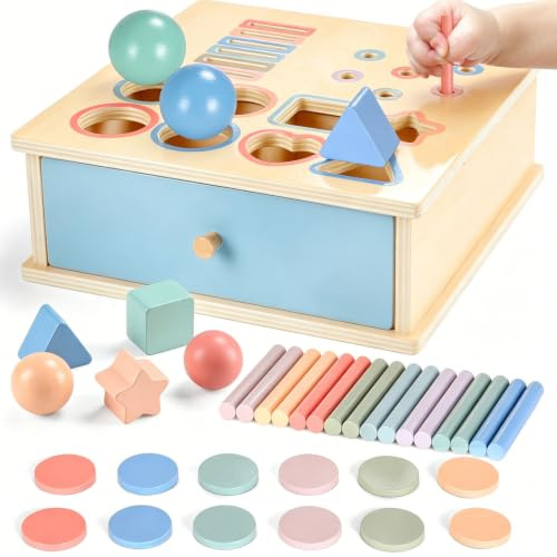 Montessori Spielzeug ab 1 2 3 Jahr, Farbe Form Sortierspiel ab 1 Jahr, Holzspielzeug Montessori ab 2 Jahre Motorikspielzeug Baby Sensorik Spielzeug Kleinkinder Lernspiele Geschenk für Jungen Mädchen