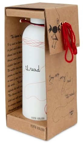 PEPITA VIAJERA Botella Térmica Acero Inoxidable, Diseño Leyenda Hilo Rojo en INGLÉS Legend of the red thread,Bebidas Calientes 12h,Frías 24h, Regalo Parejas,Profesores especiales, Doble Pared 500ml.