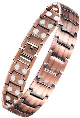 Jecanori 99,99% massives Kupferarmband Herren, 2 Row Magnetarmband Herren mit 3.500 Gauss Magneten, Schmuck-Geschenkbox