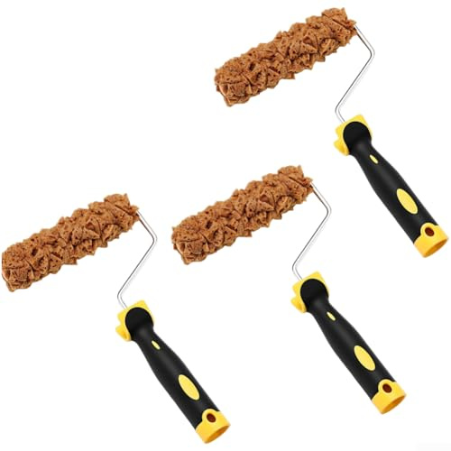 HOHOVYVY 3 Stück Struktur-Schwamm Farbroller Set 15CM Mit Musterwalze Und Gummigriff Für Kreative Wandgestaltung Innen Und Außen