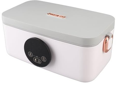 Bewinner Fiambrera Eléctrica, Calentador de Alimentos Portátil de 60 W con Recipientes de Acero Inoxidable de 1 Litro y Batería de 16000 MAh, Lonchera Autocalentable para Oficina, Trabajo, Escuela,