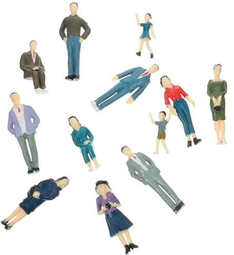 IDEANATEGRATE 12 Figuras Pintadas de Personas Miniatura en Abs para Modelos de Trenes, Estilos Diferentes para Simulación y Paisajes Realistas Varios Estilos