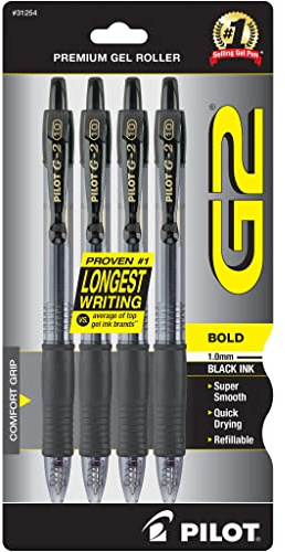 Pilot Pen G2 Premium Gel Rolling Ball Pen Bold 1.0mm Black, Acrylic, Multicoloured, 0.65 x 3.4 x 7.15 cm