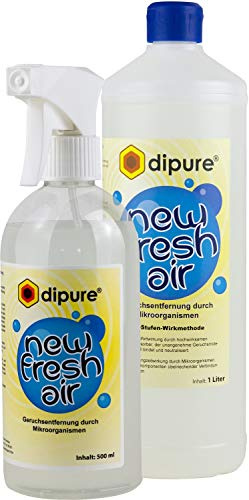 dipure® New Fresh Air Geruchsentferner mit Mikroorganismen - Geruchsneutralisierer/Geruchsvernichter gegen Rauch-Geruch, Nikotin-Geruch (Nikotinentferner), Moder-Geruch uvm.