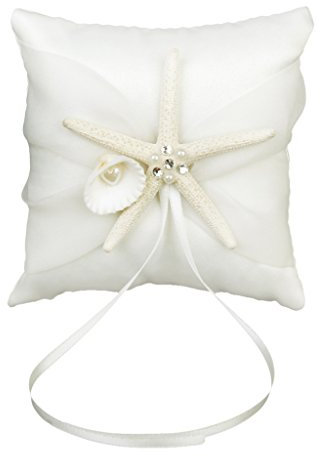 Seestern Elfenbein Satin Chiffon Hochzeit Party Ring Kissen