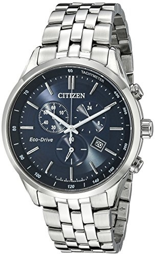 Citizen Men's Classic Corso Eco-Drive Watch, Chronograph, 12/24 Hour Time, Date, Sapphire Crystal, Stainless/ Blue Dial