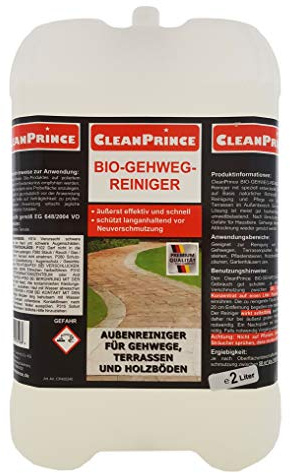 CleanPrince Bio Gehweg Reiniger 2 Liter Konzentrat Außenreiniger | Selbsttätige Wirkungsweise