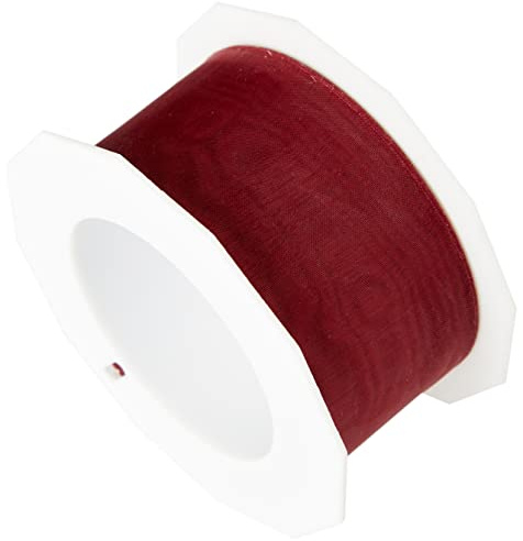 C.E. PATTBERG SHEER Cinta regalo de organza color burdeos, 25 m cinta decorativa para envolver regalos, 40 mm de ancho, cinta para decoración y manualidades versátiles y creativas
