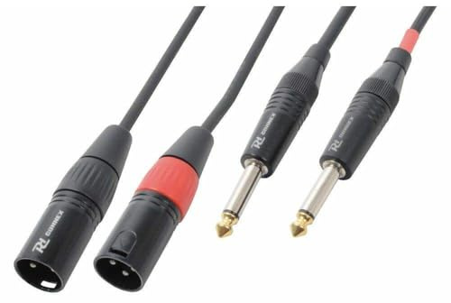 Power Dynamics PD Connex Câble Audio Cordon 2x XLR Mâle - 2x Jack 6,35 Mâle Mono - 3m - Idéal pour Relier vos Enceintes de Sonorisation