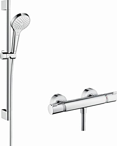 hansgrohe Croma Select S Thermostatset 0,65m, 3 Strahlarten, Weiß/Chrom