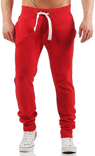 Happy Clothing Herren Jogginghose mit Reißverschluss Slim Fit, Größe:L, Farbe:Rot