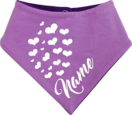 Hunde Wende- Halstuch Multicolor (Fb: lila-Flieder) (Gr.2 - HU 31-35 cm) mit dem Namen Ihres Tieres