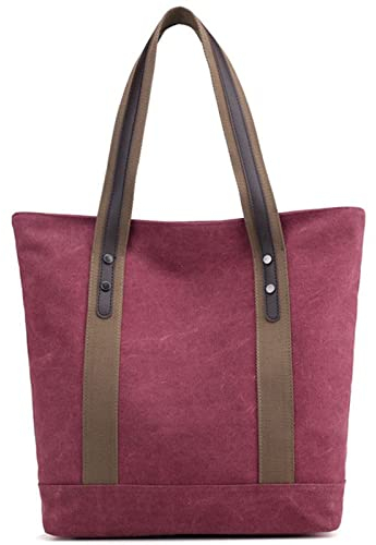 Damen Canvas Schultertaschen Retro Casual Handtaschen Arbeitstasche Tote börsen, Rot (rot), EinheitsgröÃŸe