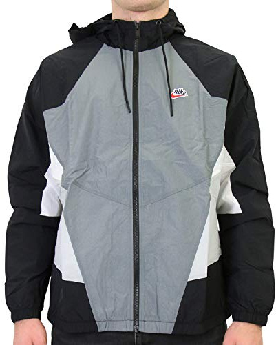 Nike Herren Sport Jacket M NSW HE WR JKT WVN SIGNATURE, smoke grey/black/lt smoke grey, M, CJ4358