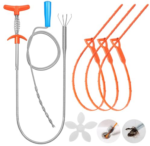 Forliver Drain Unblocker Tools 6 Pack, Hair Clog Drain Cleaner，Reusable Sink Snake, Multifunctional Plumbing Tools for Toilet, Bathroom, Shower, Kitchen Plug Hole