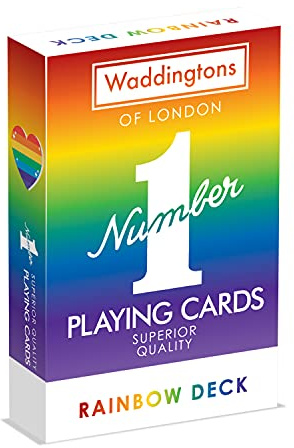 Waddingtons Number 1 Rainbow Playing Card Game, brighten your favourite games including Snap and Poker with this deck, perfect travel companion, gift and toy for boys, girls and adults Aged 6 plus