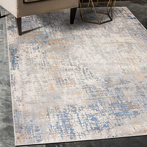 Carpeto Teppich Wohnzimmer 160x220cm Creme Anthrazit Abstrakt Weich Elegant | Teppich für Schlafzimmer Esszimmer Büro Beige Pflegeleicht Fußbodenheizungsgeeignet Reinigungsmittelbeständig Kurzflor Modern