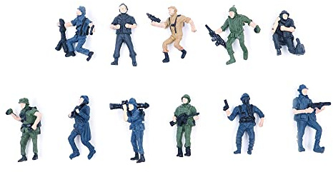 Tiardey 11PCS 1:43 Modello Treno Persone Passeggeri Plastica Mini Persone Come SWAT Aspetto per Scene in Miniatura Micro Paesaggio