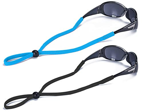 SHINKODA Verstellbares Brillenband für Erwachsene und Kinder, 2 Stück, Brillen-Haltekordel zum Lesen, Sicherheit, Sport und Sonnenbrillen, Schwarz / Türkis, Einheitsgröße